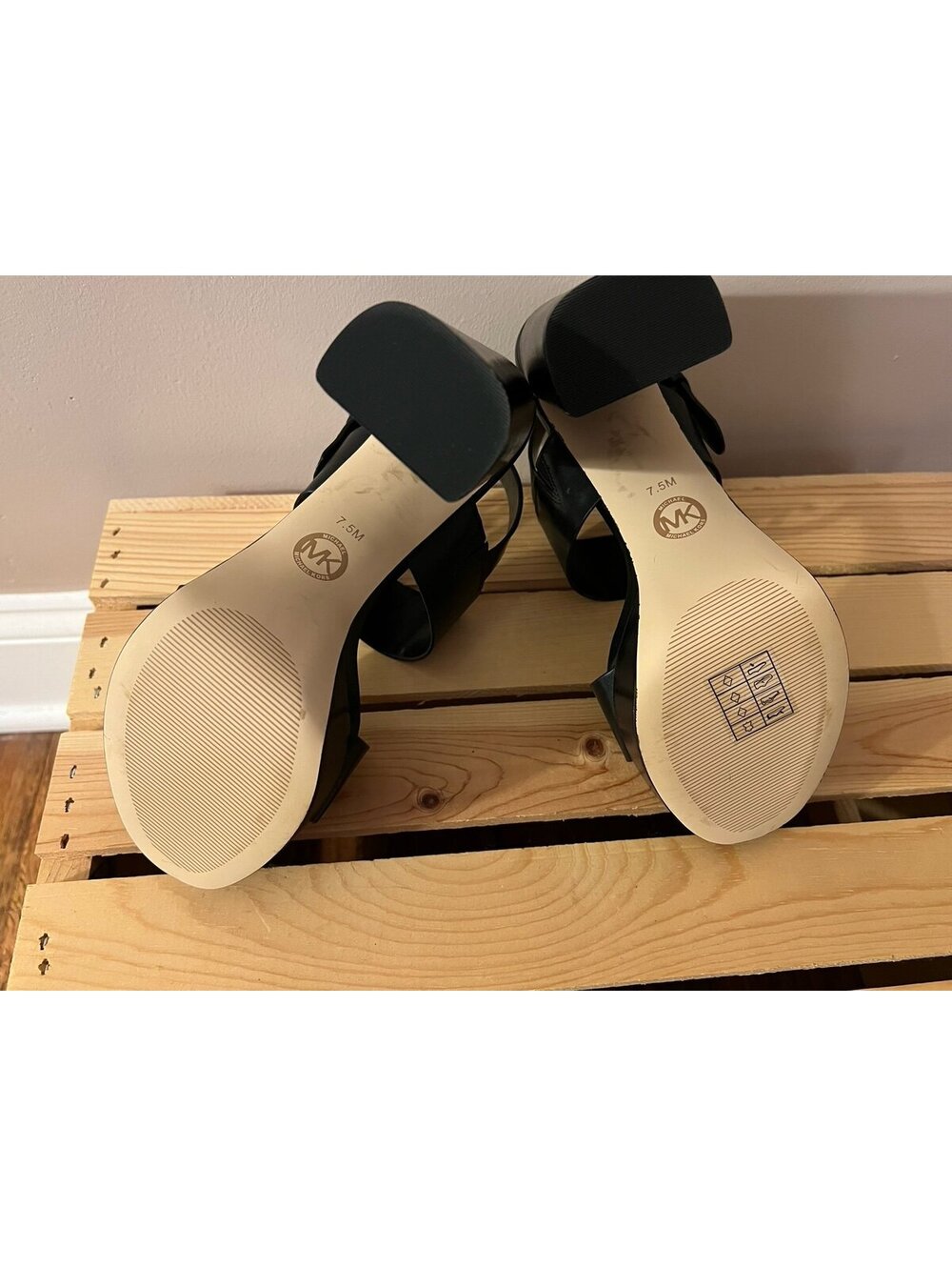 Michael Kors Carmen Platform Sandals, Black Leather, Block Heel (7.5) NWOT - Picture 9 of 12